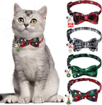 Christmas Cat Collars with Breakaway Bow Tie & Bell – Pack of 4