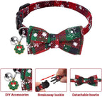 Christmas Cat Collars with Breakaway Bow Tie & Bell – Pack of 4