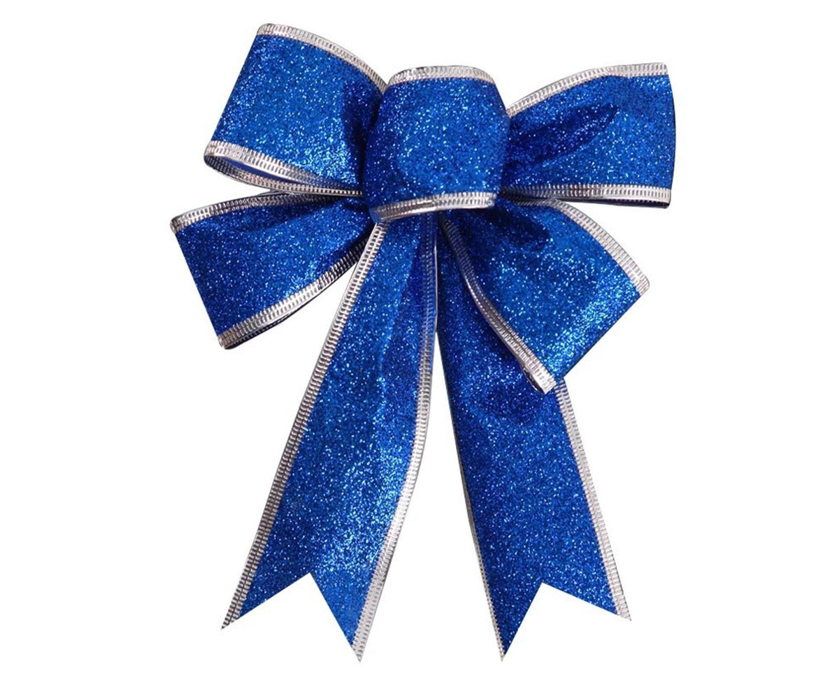 Christmas Fabric Bow Decoration, Blue
