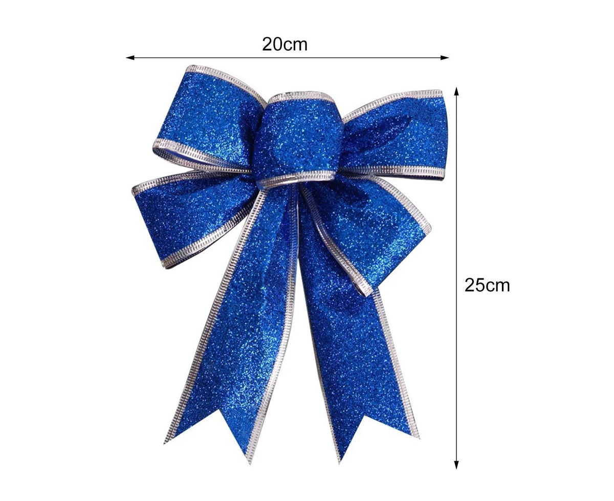 Christmas Fabric Bow Decoration, Blue