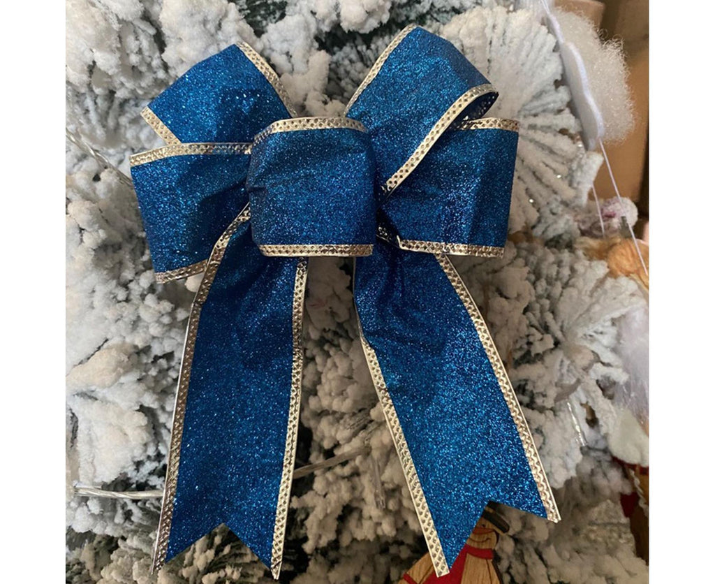 Christmas Fabric Bow Decoration, Blue