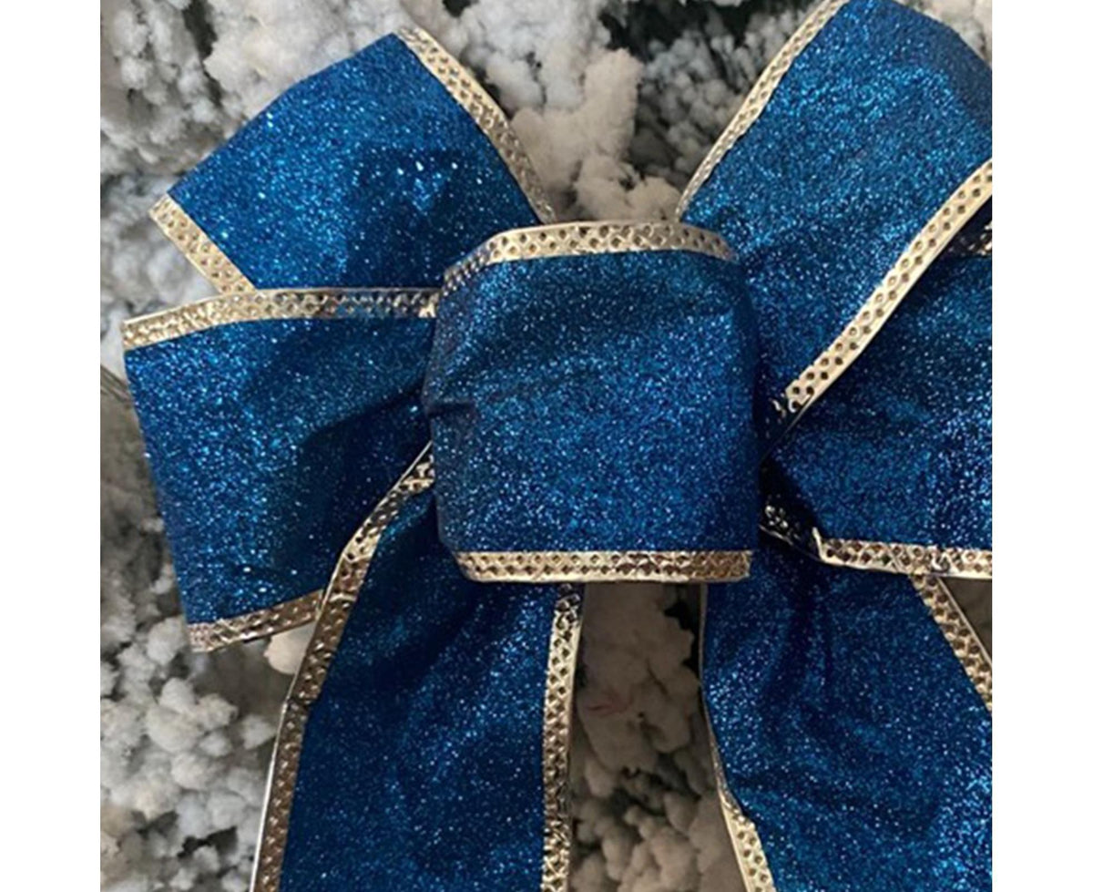 Christmas Fabric Bow Decoration, Blue