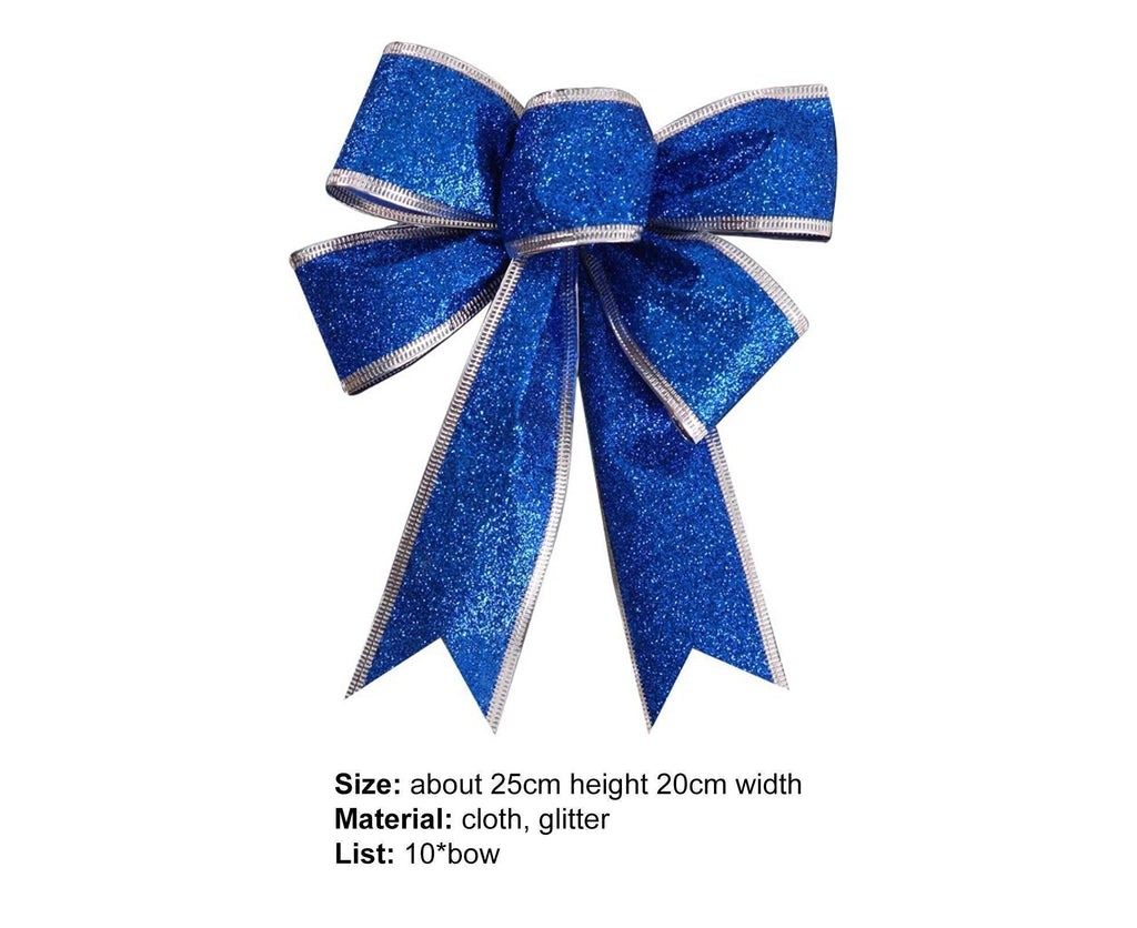 Christmas Fabric Bow Decoration, Blue