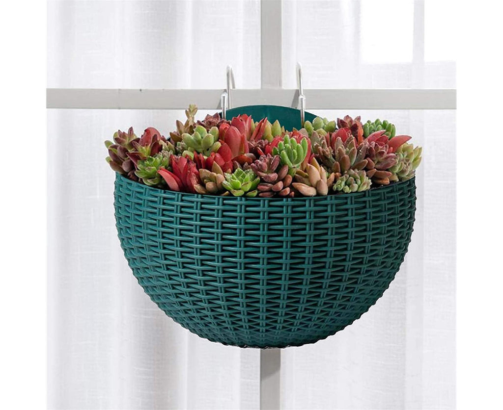 Self-Watering Wall Planter with Drain Plug – Dark Green