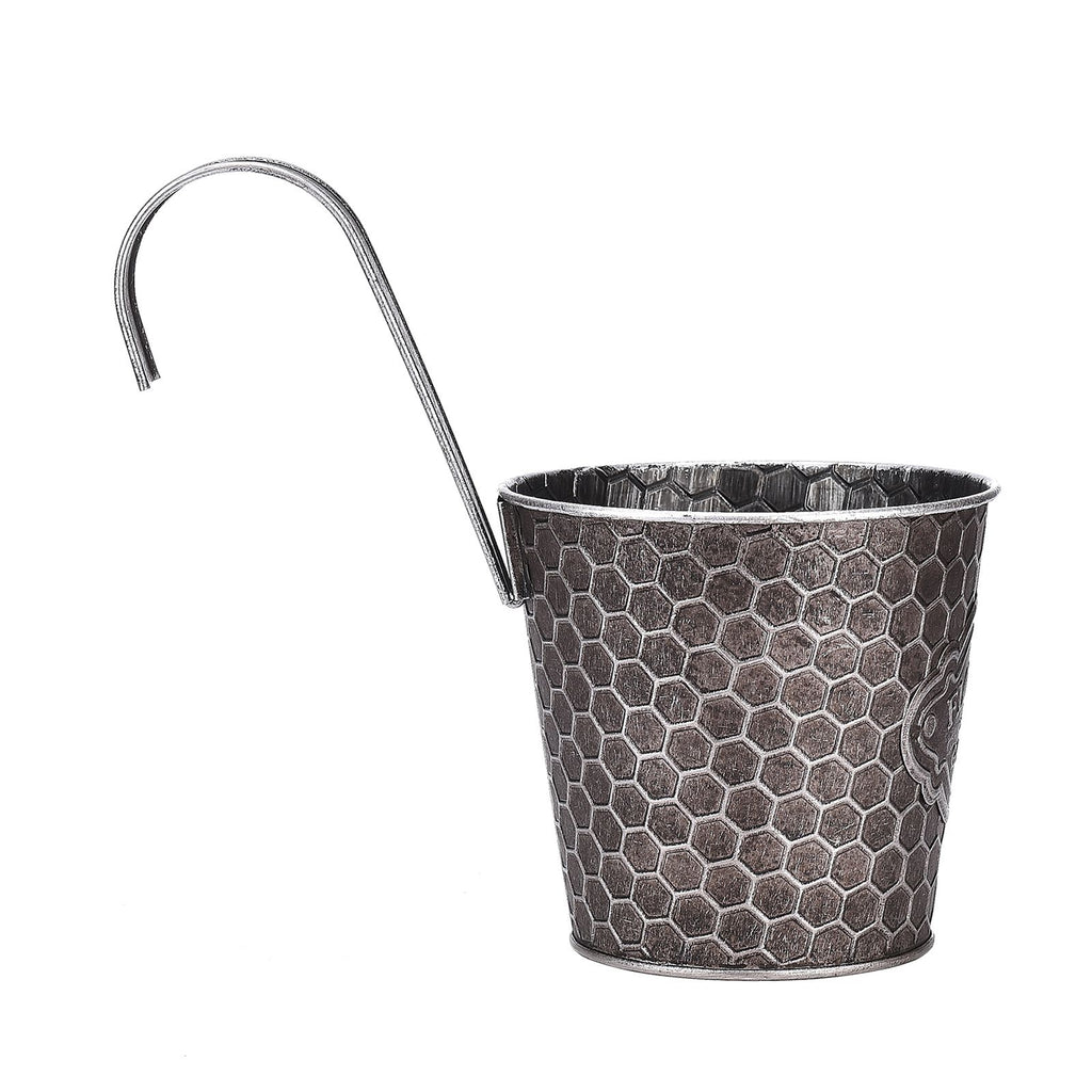 Ribbed Metal Wall Planter, Vertical Wall-Mount Pot