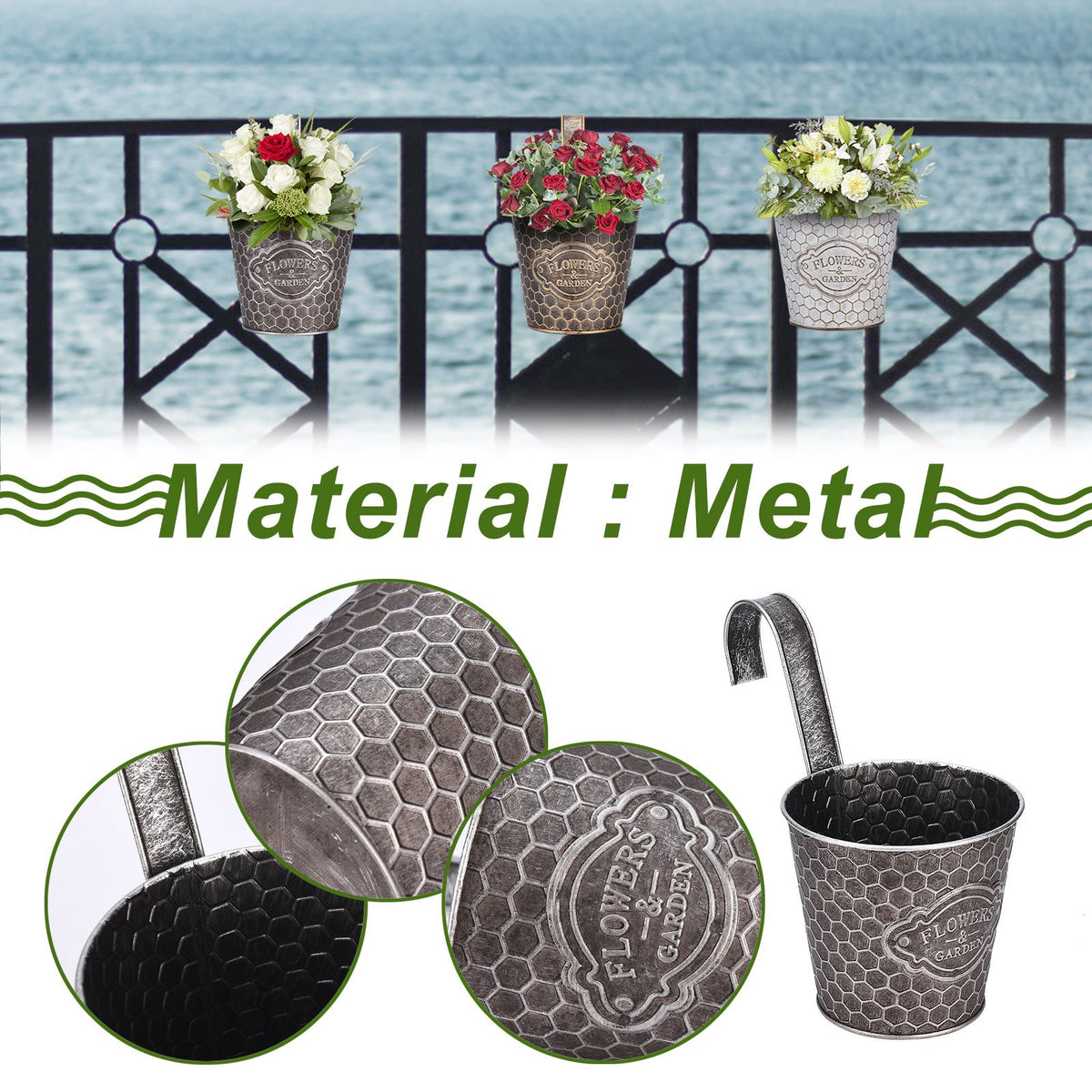 Ribbed Metal Wall Planter, Vertical Wall-Mount Pot