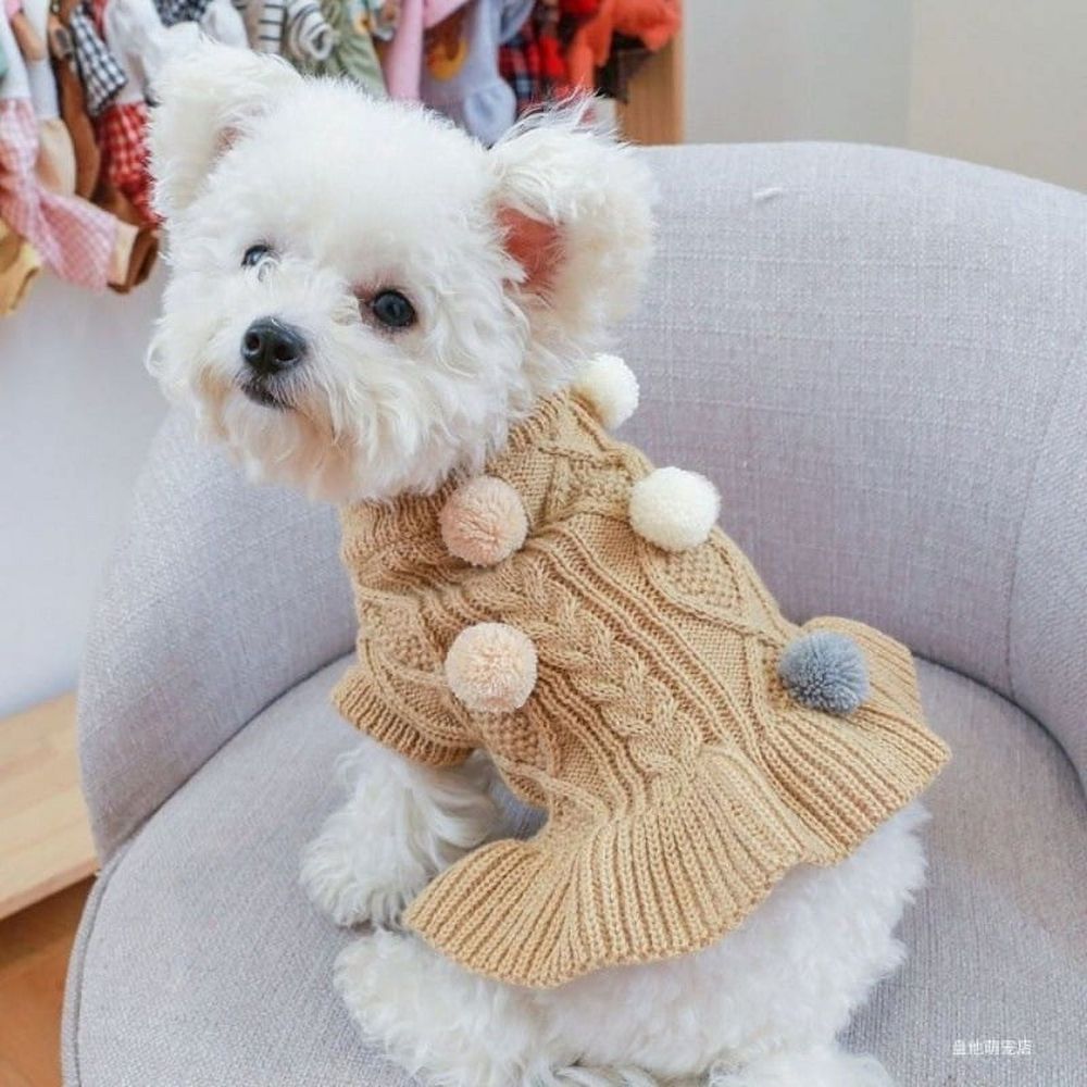 Knitted Dog Sweater Dress for Small & Medium Dogs and Cats