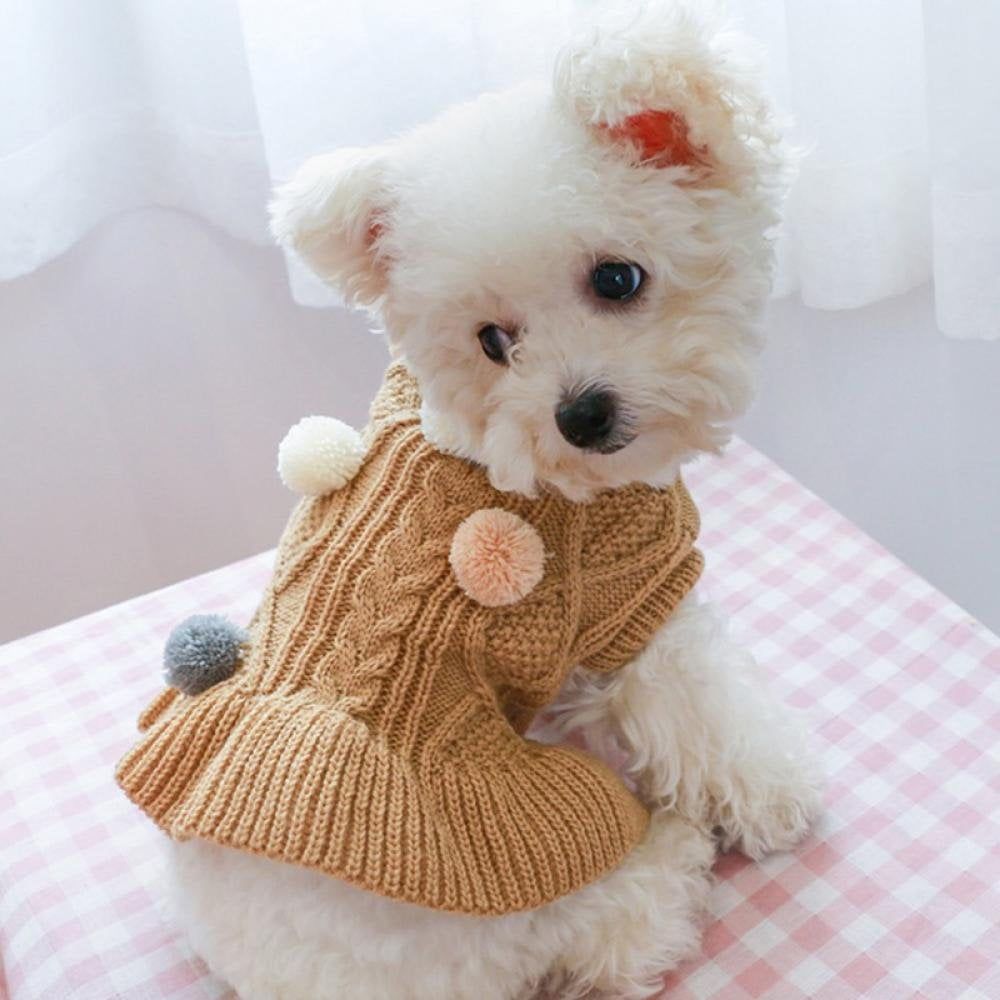 Knitted Dog Sweater Dress for Small & Medium Dogs and Cats