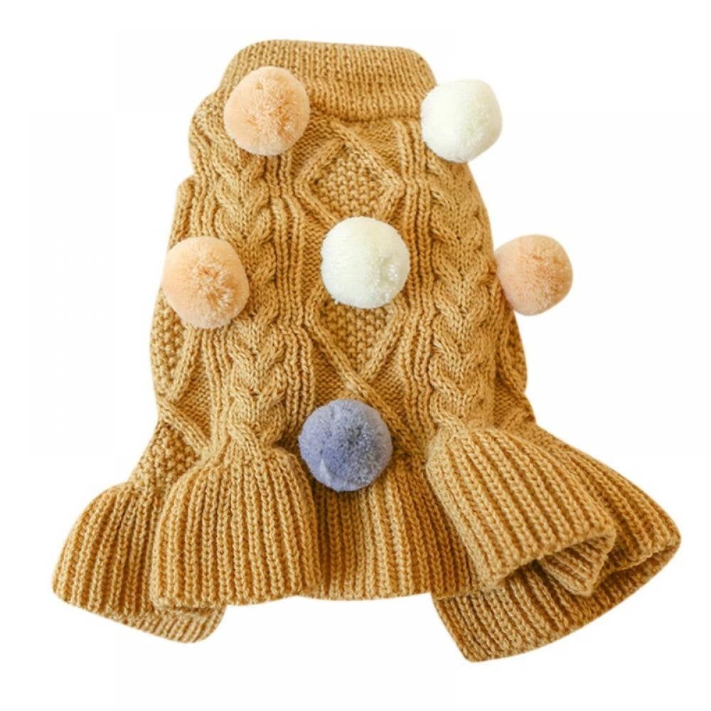 Knitted Dog Sweater Dress for Small & Medium Dogs and Cats