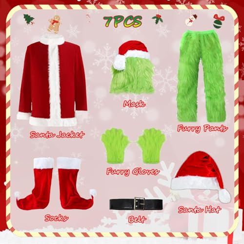 Adult Green Monster Christmas Costume Set, XXXL