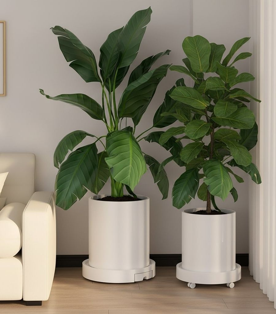 Rolling Plant Caddy with Hidden Wheels and Water Tray, 26 cm – 2 Pack