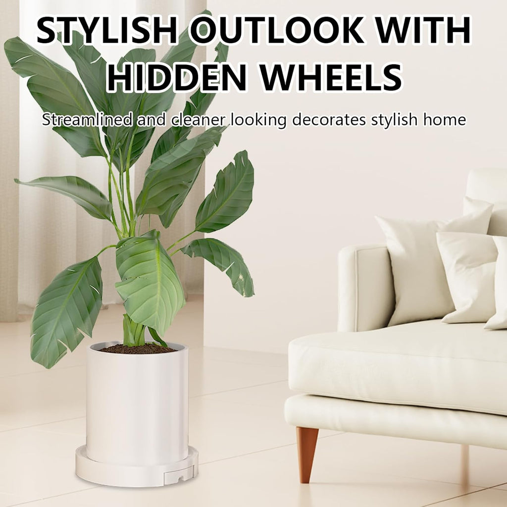 Rolling Plant Caddy with Hidden Wheels and Water Tray, 26 cm – 2 Pack