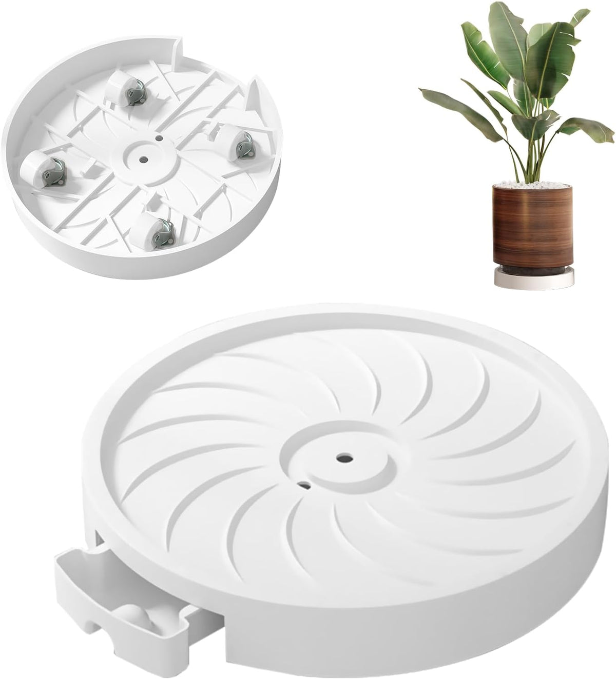 Rolling Plant Caddy with Hidden Wheels and Water Tray, 26 cm – 2 Pack