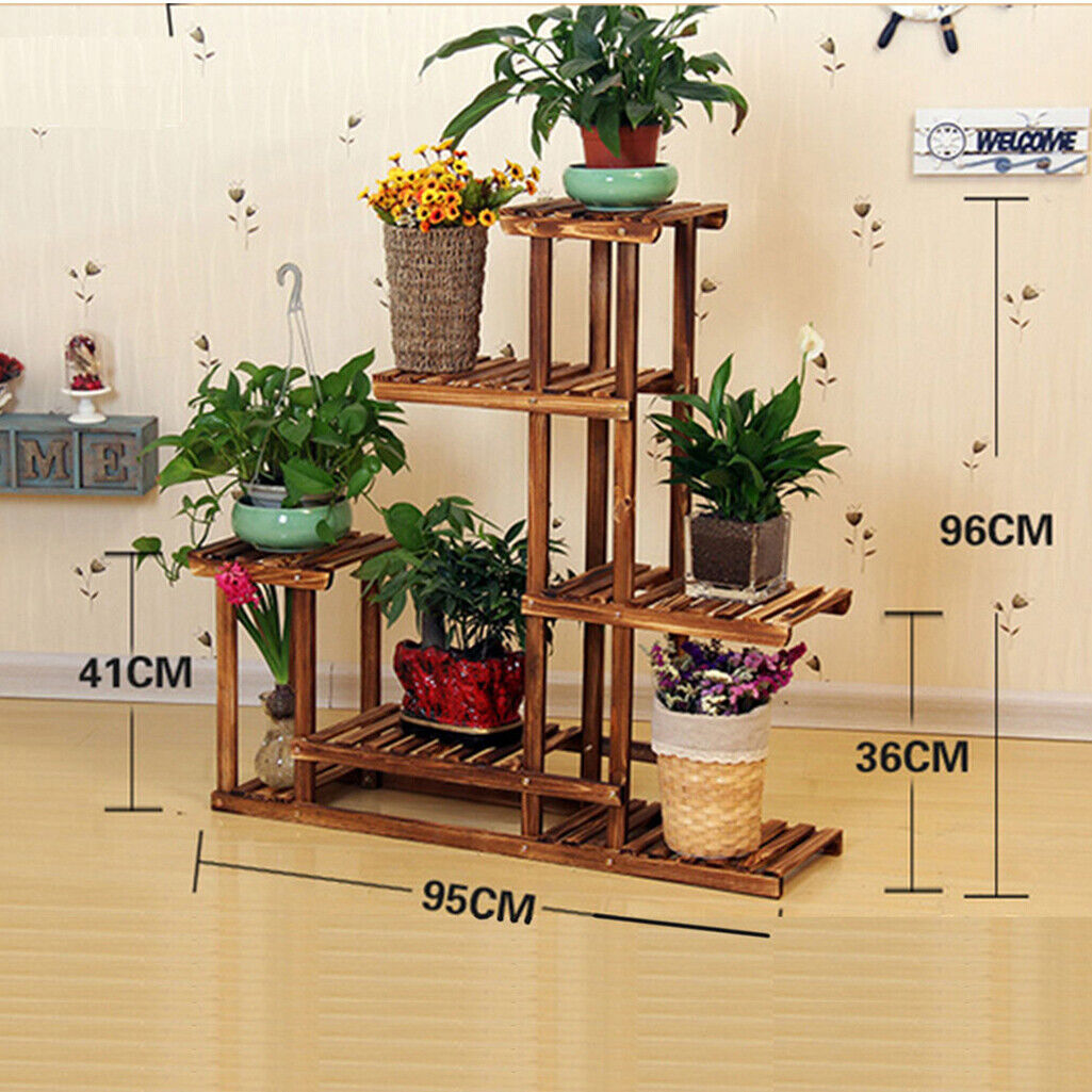 5-Tier Wooden Plant Stand – Brown