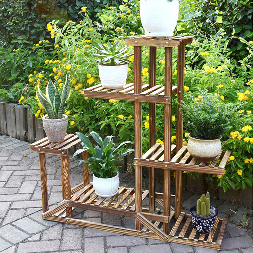 5-Tier Wooden Plant Stand – Brown