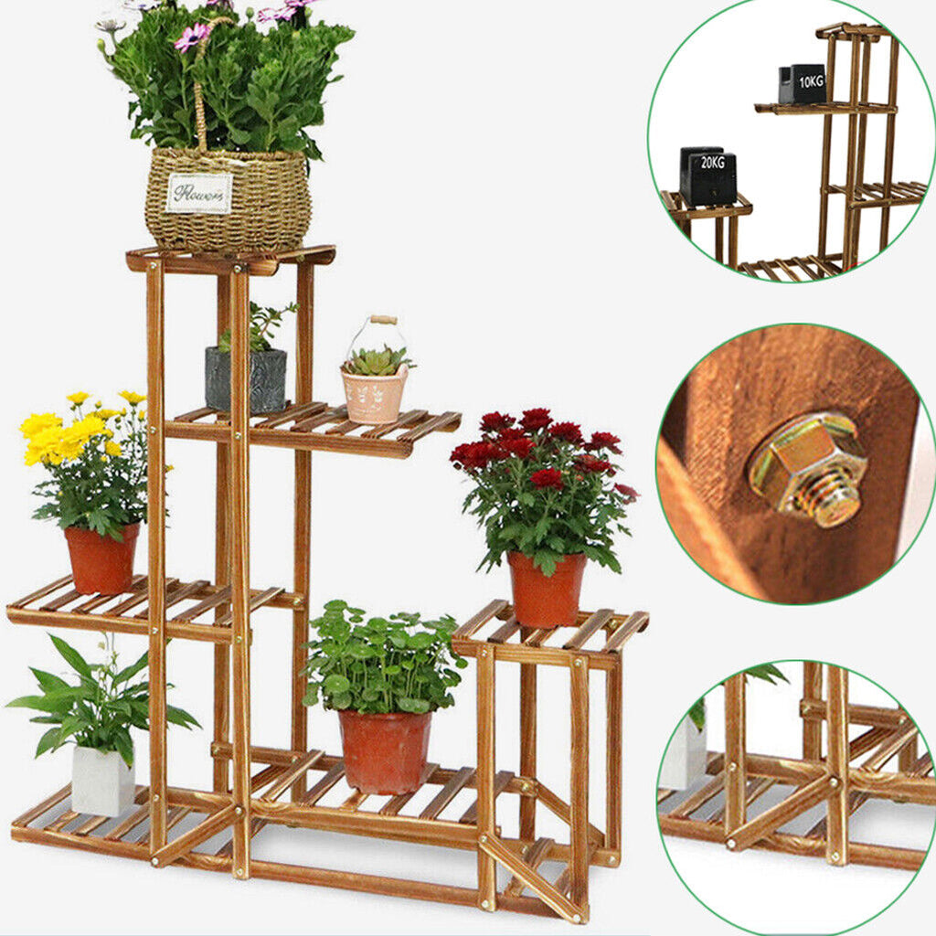 5-Tier Wooden Plant Stand – Brown