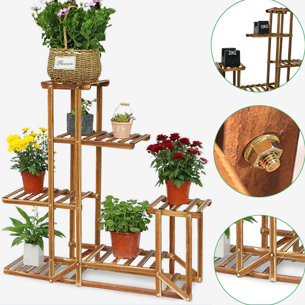 5-Tier Wooden Plant Stand – Brown