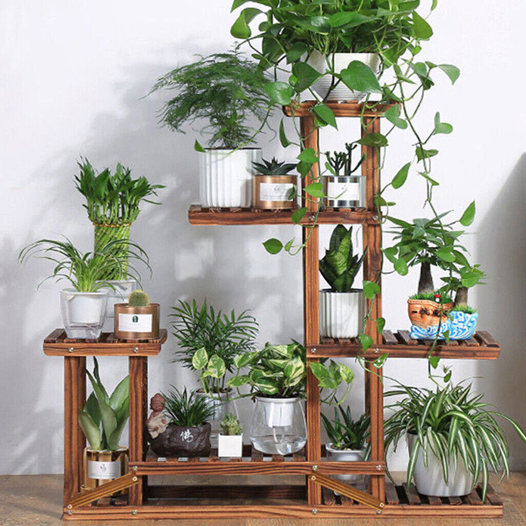 5-Tier Wooden Plant Stand – Brown