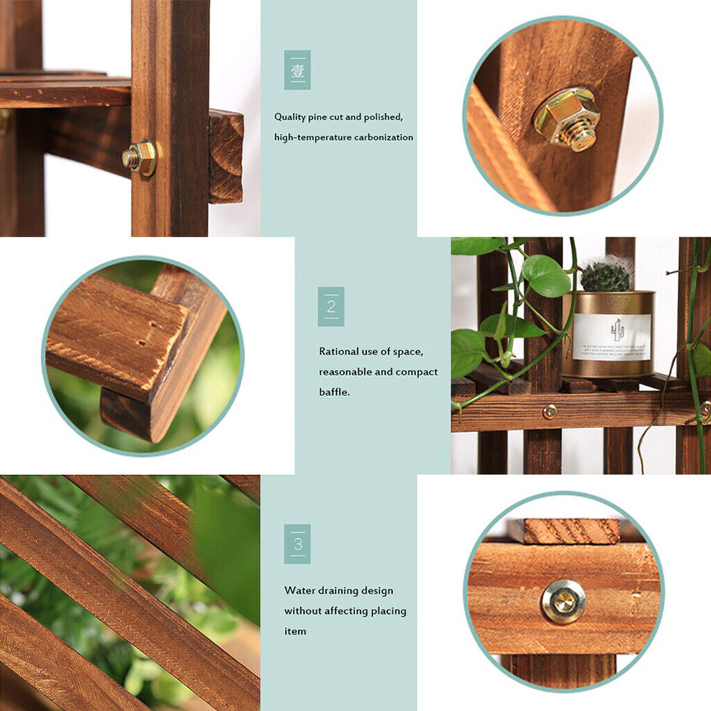 5-Tier Wooden Plant Stand – Brown