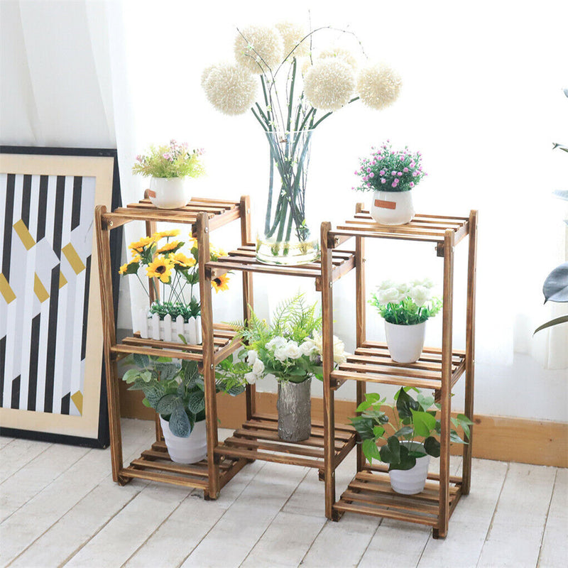 8-Tier Wooden Plant Stand – Natural Pine