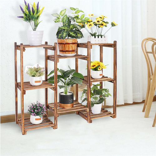 8-Tier Wooden Plant Stand – Natural Pine