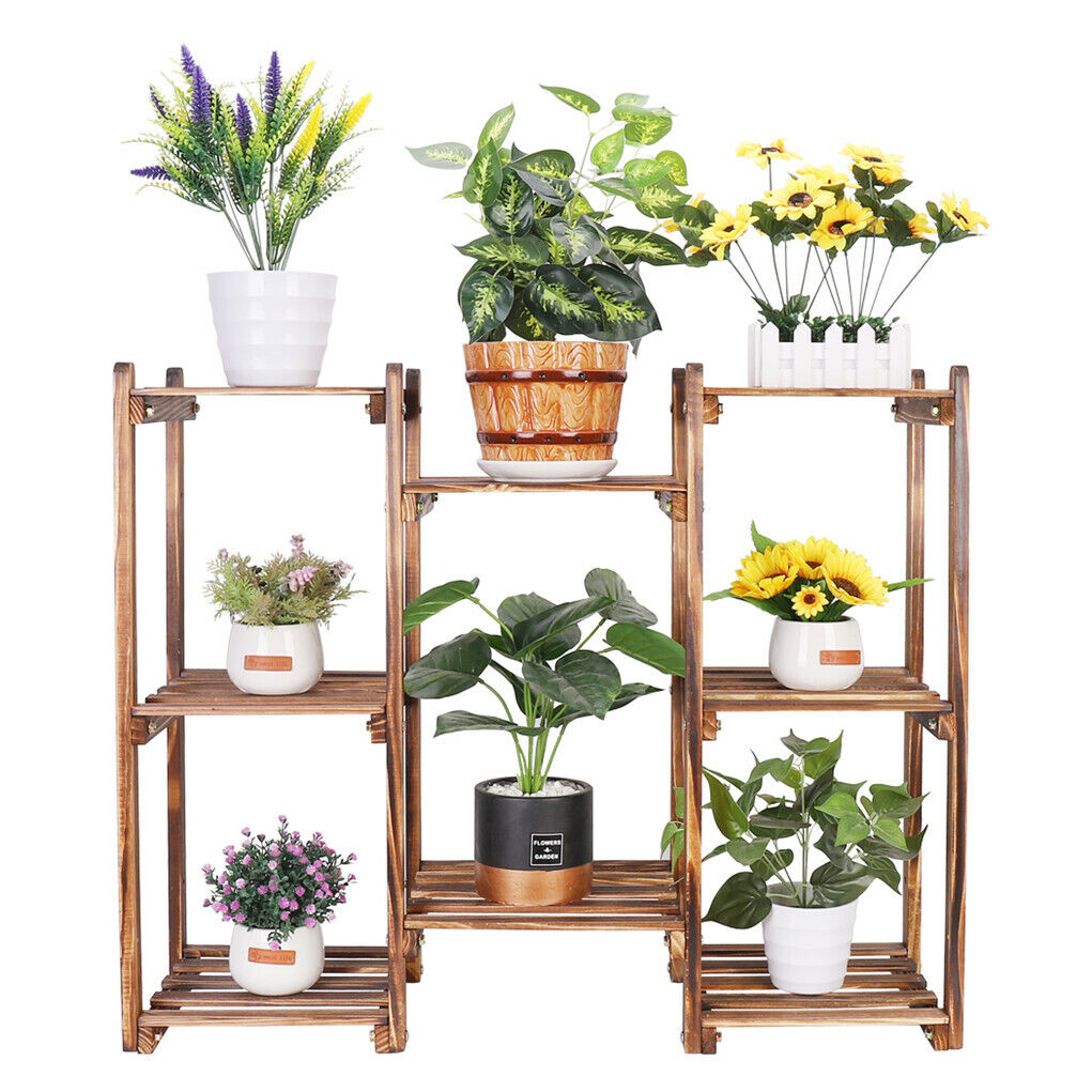 8-Tier Wooden Plant Stand – Natural Pine
