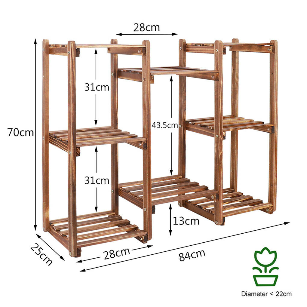 8-Tier Wooden Plant Stand – Natural Pine
