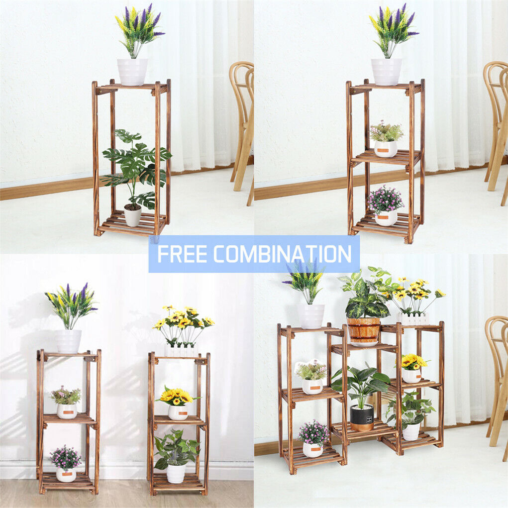 8-Tier Wooden Plant Stand – Natural Pine