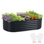 Oval Galvanised Steel Raised Garden Bed, 160 x 80 x 42 cm
