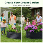 Oval Galvanised Steel Raised Garden Bed, 160 x 80 x 42 cm
