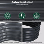 Oval Galvanised Steel Raised Garden Bed, 240 x 80 x 42 cm