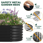 Oval Galvanised Steel Raised Garden Bed, 240 x 80 x 42 cm