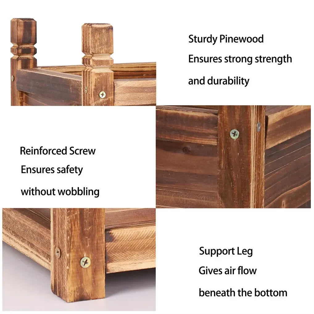 Small Raised Wooden Planter Box on Legs, 30 x 30 cm