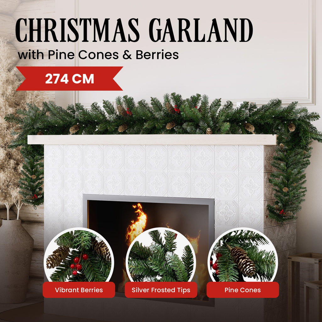 Christmas Garland with Pine Cones & Berries, 2.7 m – Christabelle