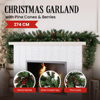 Christmas Garland with Pine Cones & Berries, 2.7 m – Christabelle