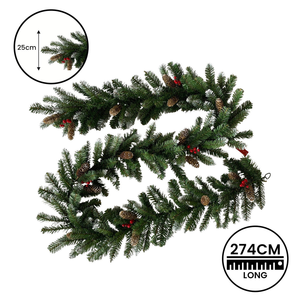 Christmas Garland with Pine Cones & Berries, 2.7 m – Christabelle