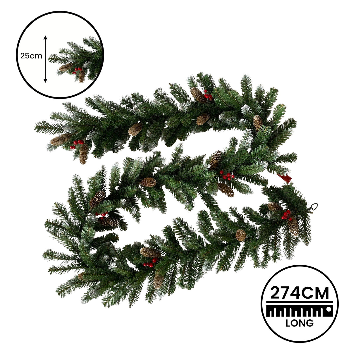 Christmas Garland with Pine Cones & Berries, 2.7 m – Christabelle