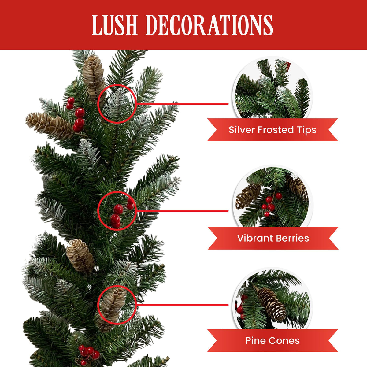 Christmas Garland with Pine Cones & Berries, 2.7 m – Christabelle