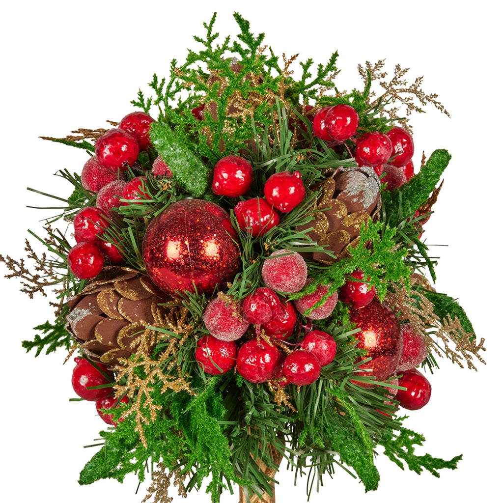 Pre-Decorated Christmas Topiary Tree, 36 cm Gold Pot – Christabelle