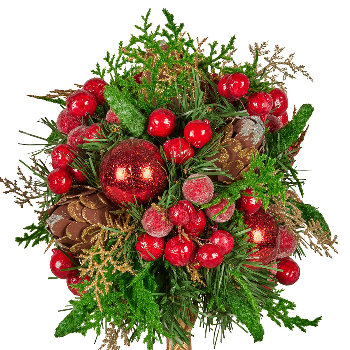 Pre-Decorated Christmas Topiary Tree, 36 cm Gold Pot – Christabelle