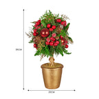 Pre-Decorated Christmas Topiary Tree, 36 cm Gold Pot – Christabelle