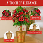 Pre-Decorated Christmas Topiary Tree, 36 cm Gold Pot – Christabelle