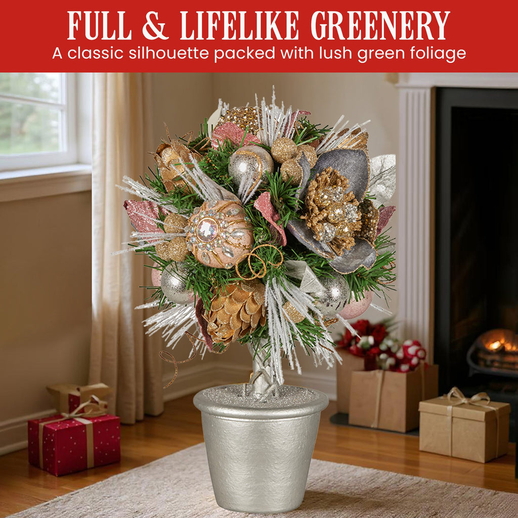Jewelled Christmas Topiary Tree, 36 cm Tabletop – Christabelle