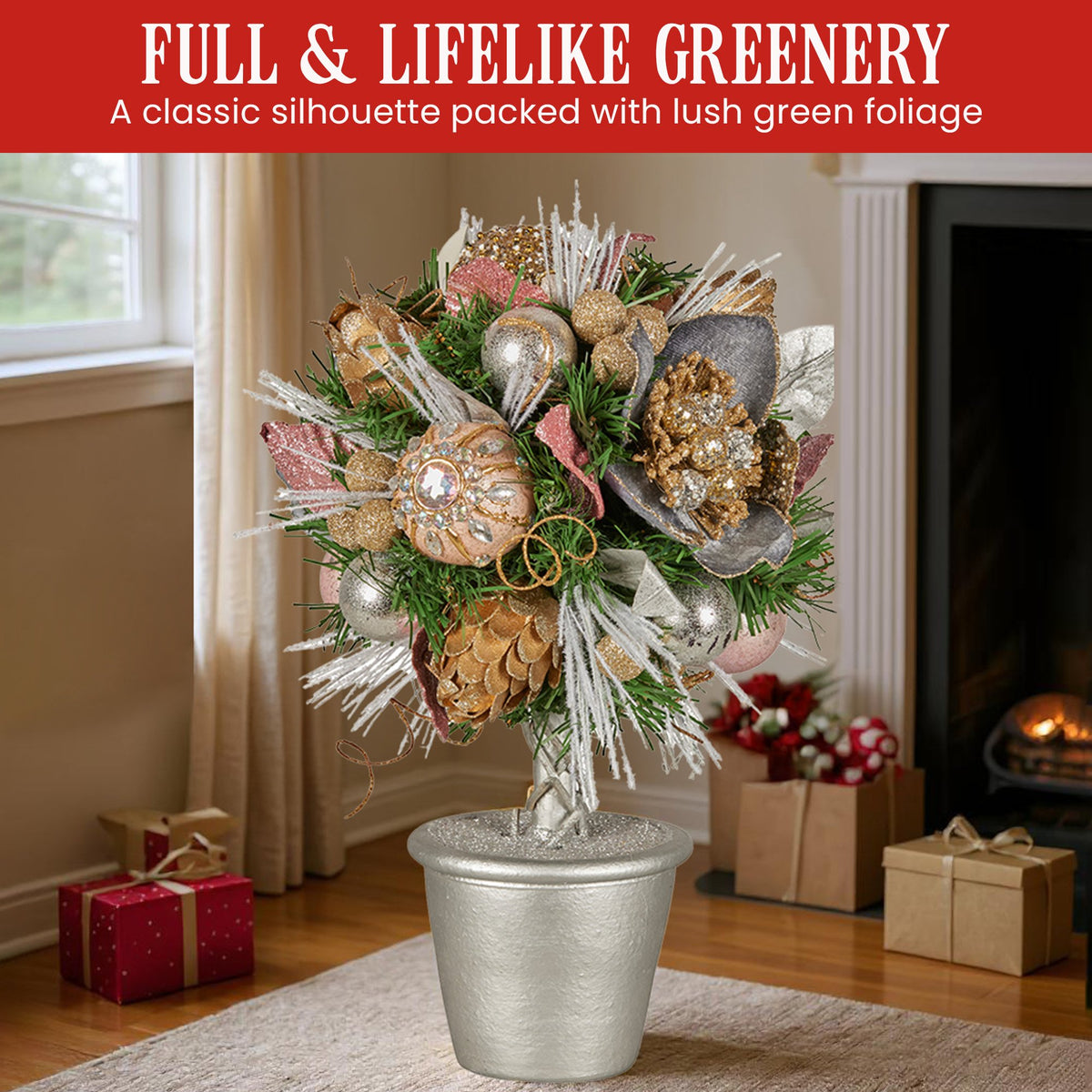 Jewelled Christmas Topiary Tree, 36 cm Tabletop – Christabelle