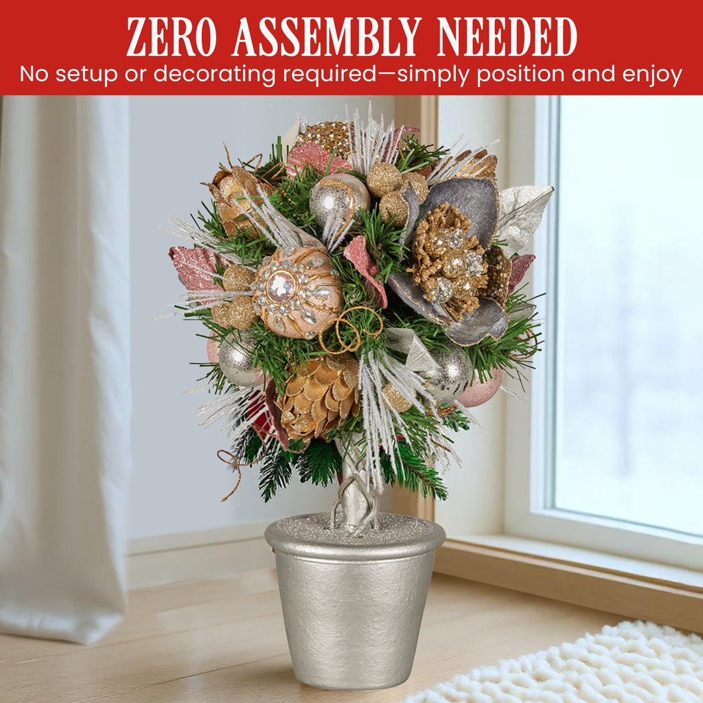 Jewelled Christmas Topiary Tree, 36 cm Tabletop – Christabelle
