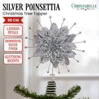 Silver Sparkle Poinsettia Christmas Tree Topper – Christabelle
