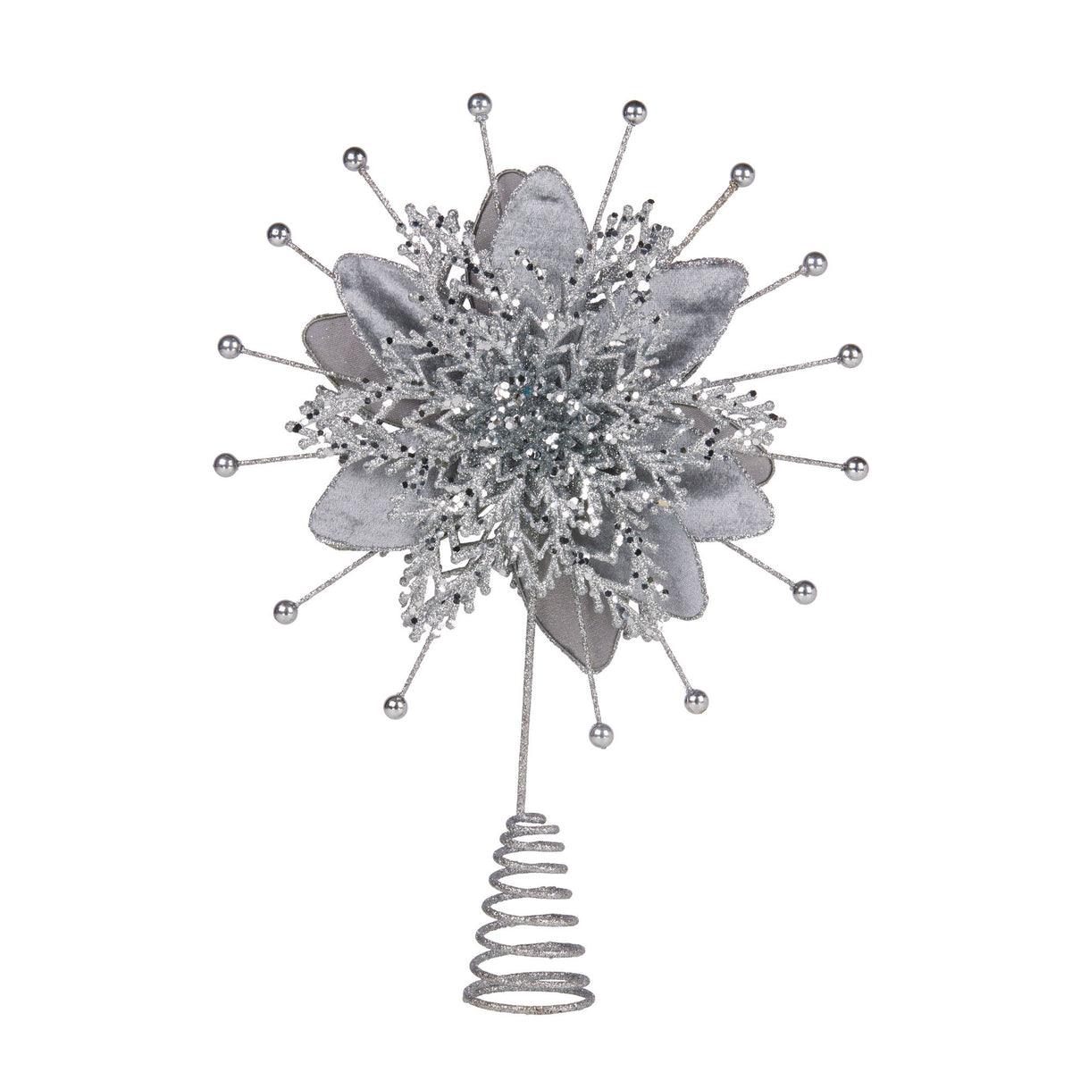 Silver Sparkle Poinsettia Christmas Tree Topper – Christabelle