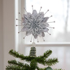 Silver Sparkle Poinsettia Christmas Tree Topper – Christabelle