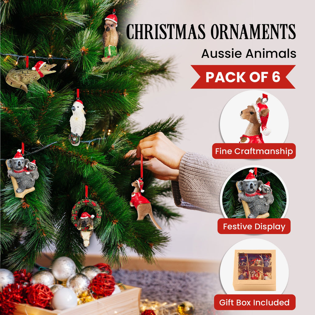 Aussie Animals Christmas Tree Decorations, Box of 6 – Christabelle