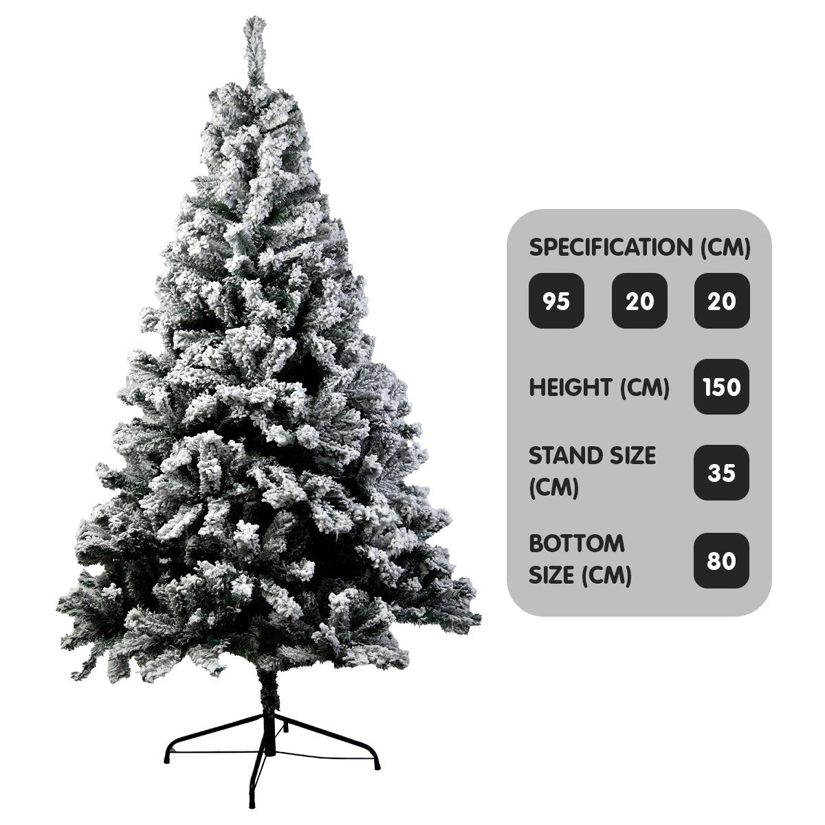 Snow-Tipped Artificial Christmas Tree, 1.5 m with 550 Tips – Christabelle